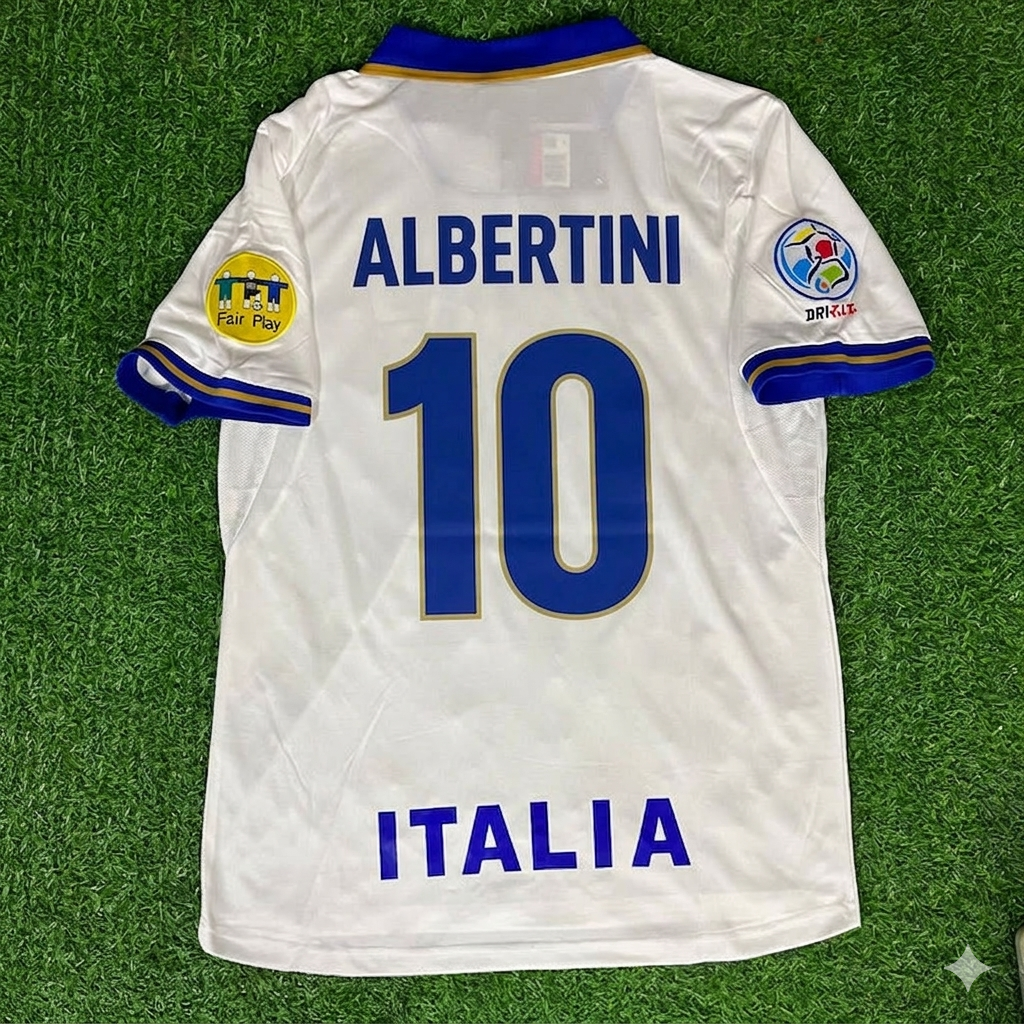 Italy EURO 1996 White Retro Jersey – Demetrio Albertini #10 – Back View