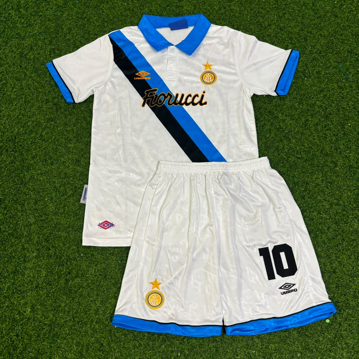 Dennis Bergkamp Inter 1997/98 Away Kids Retro Football Jersey – Front View