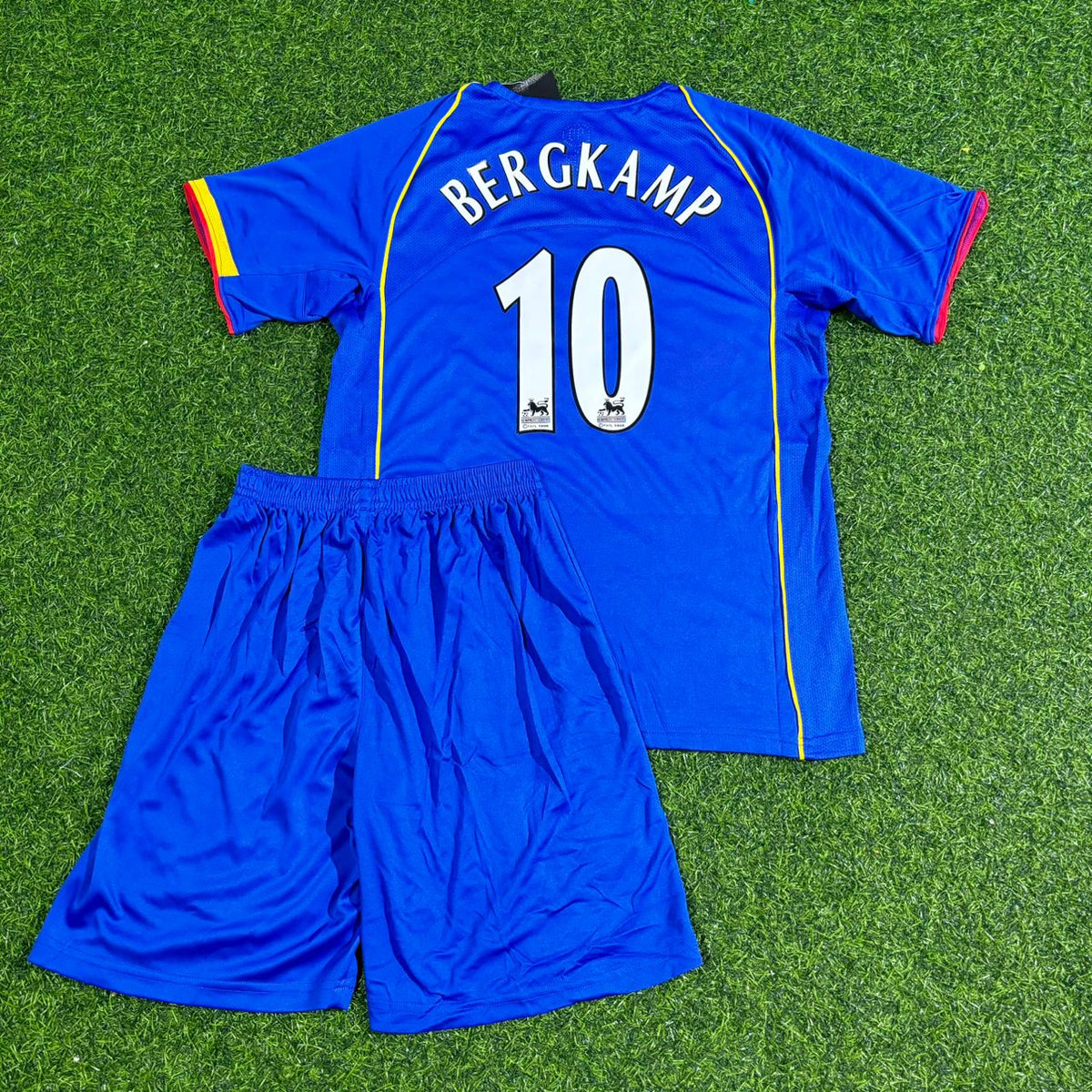 2004/05 Dennis Bergkamp Arsenal Kids Blue Retro Football Jersey – Back View