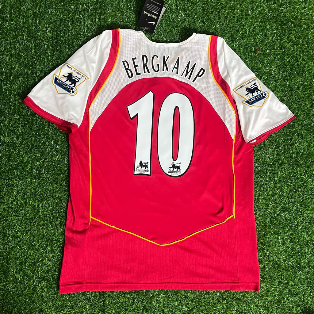 Dennis Bergkamp 10 - Arsenal 2004/2005 O2 Red Retro Kit Jersey – Back View
