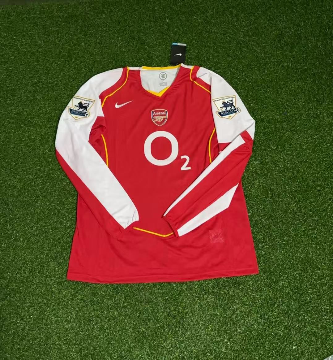 Dennis Bergkamp Arsenal Retro Long Sleeve Kit Jersey – Front View