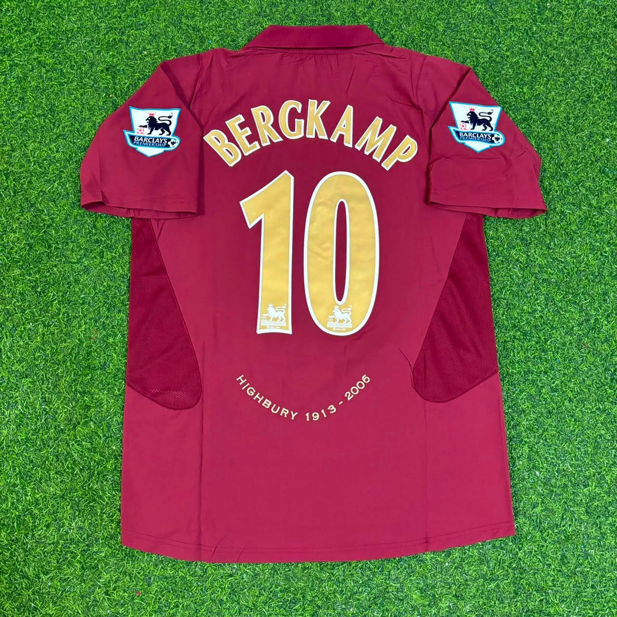 Dennis Bergkamp Arsenal 2006 Highbury Burguny Premier League Patch Retro Football Jersey – Back View