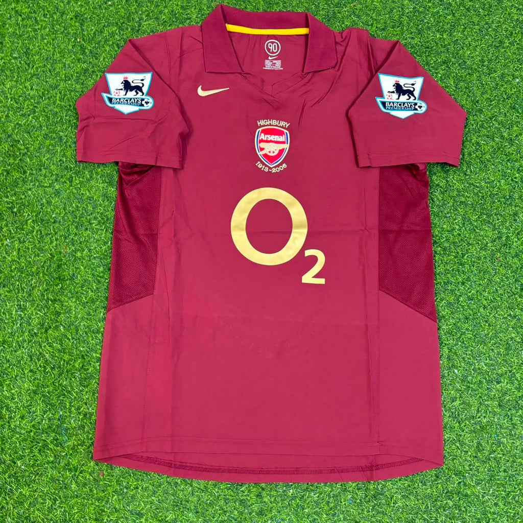 Dennis Bergkamp Arsenal 2006 Highbury Burguny Premier League Patch Retro Football Jersey – Front View