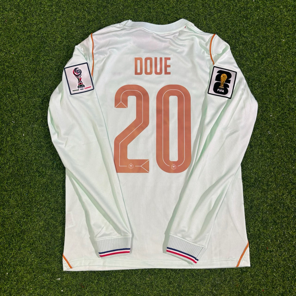 2026 France World Cup Désiré Doué #20 Away Long Sleeve Football Jersey – Back View