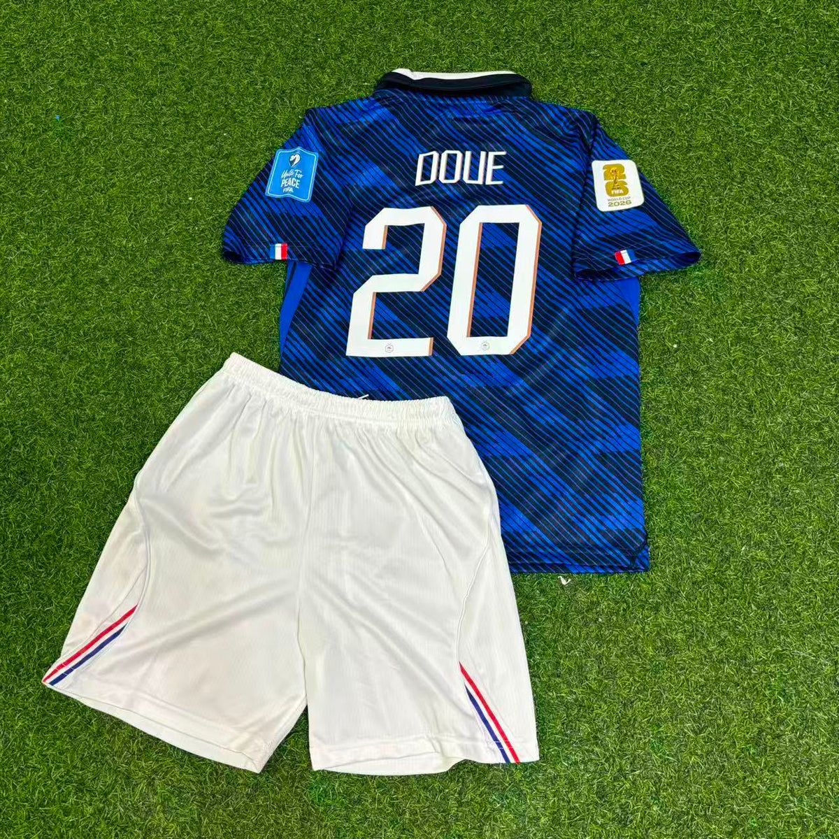2026 France World Cup Desire Doue #20 Home Kids Football Jersey – Back View