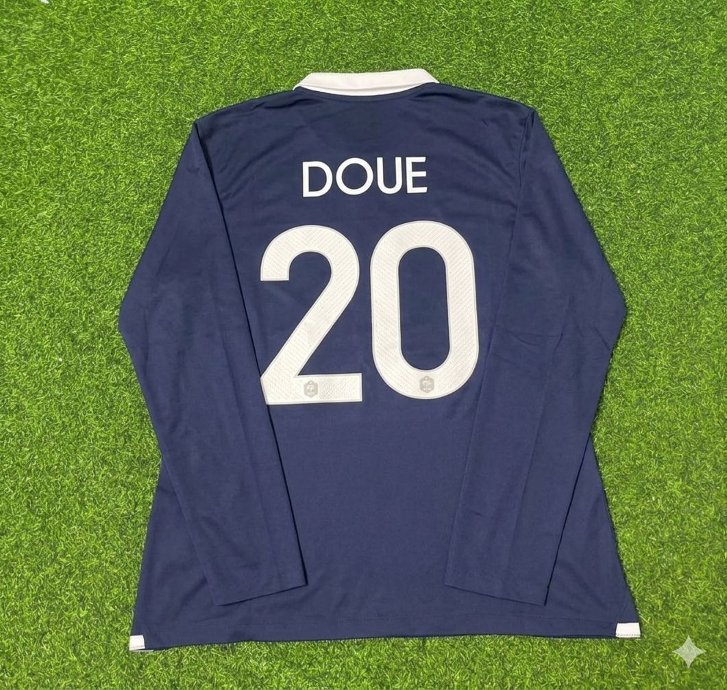 Desire Doue #20 France Long Sleeve Football Jersey – Back View