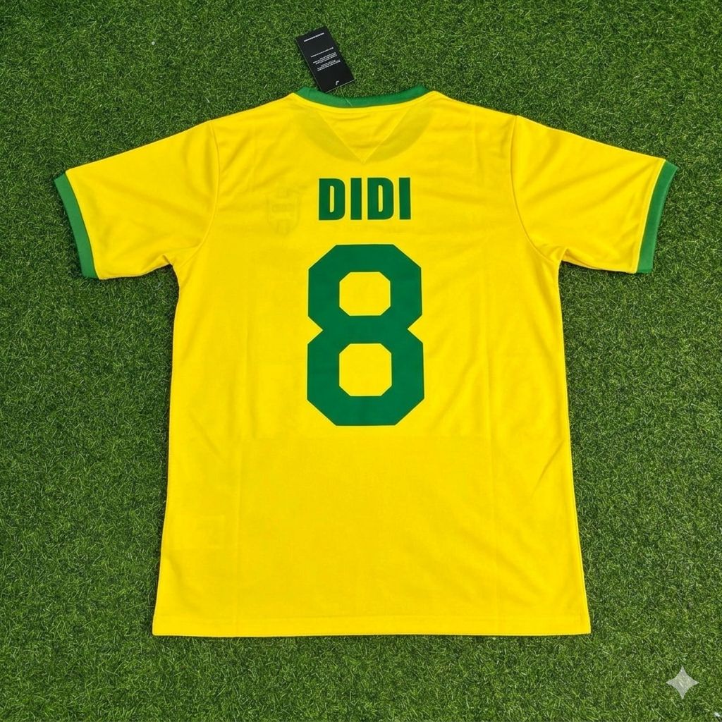 Brazil Retro Home Football Jersey – Didi – Back View