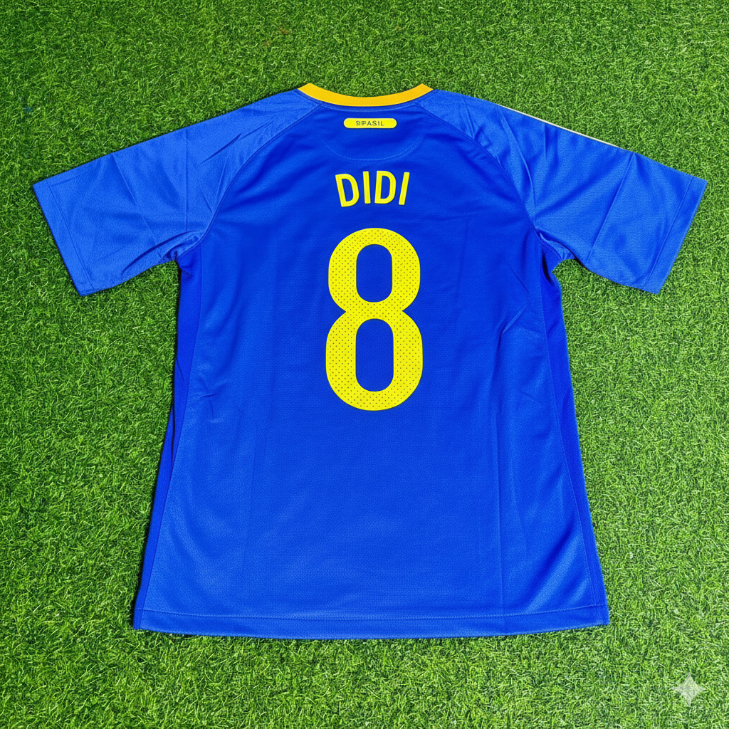 2010 Brazil World Cup Didi Retro Blue Football Jersey – Back View