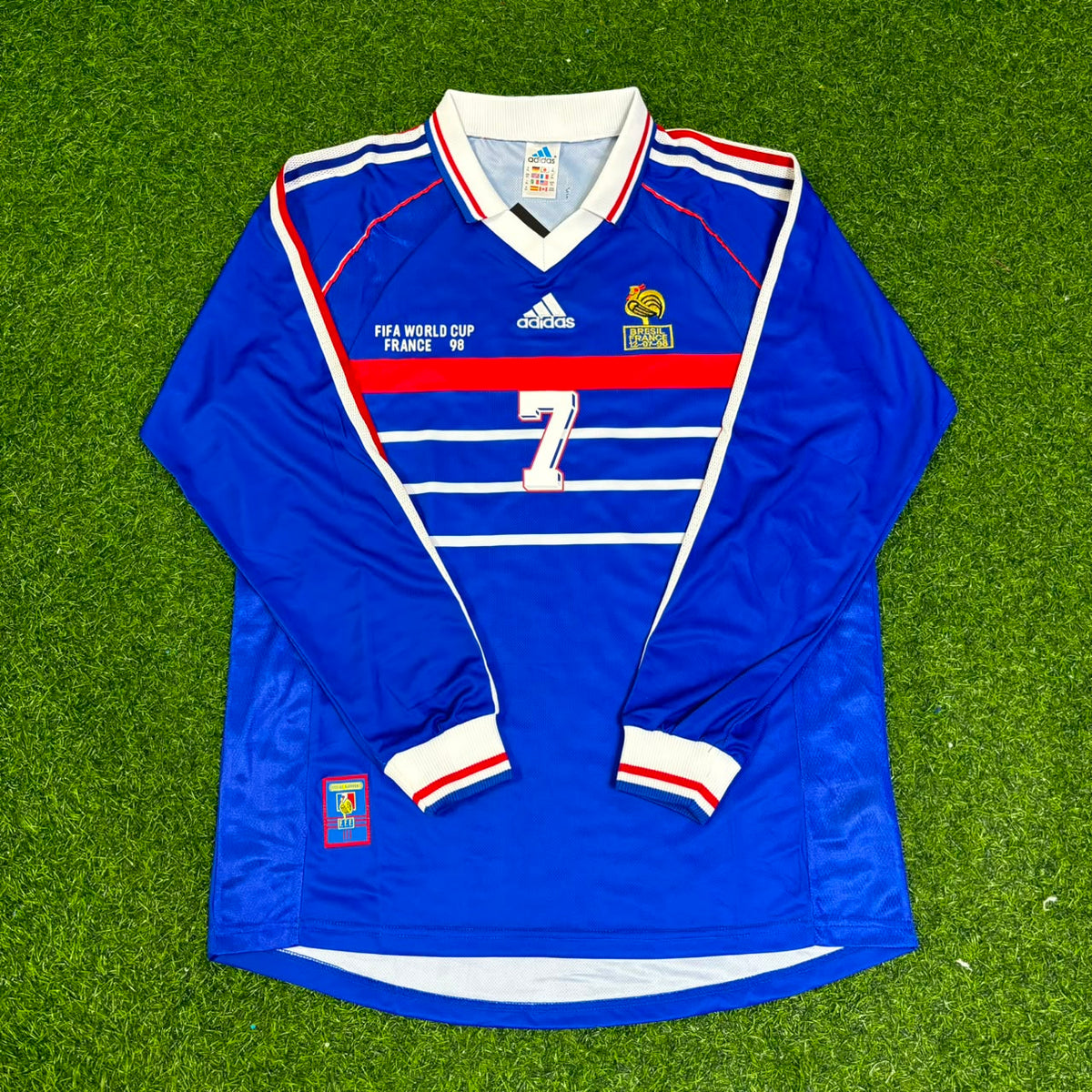 Didier Deschamps France 1998 World Cup Retro Long Sleeve Football Jersey – Front View