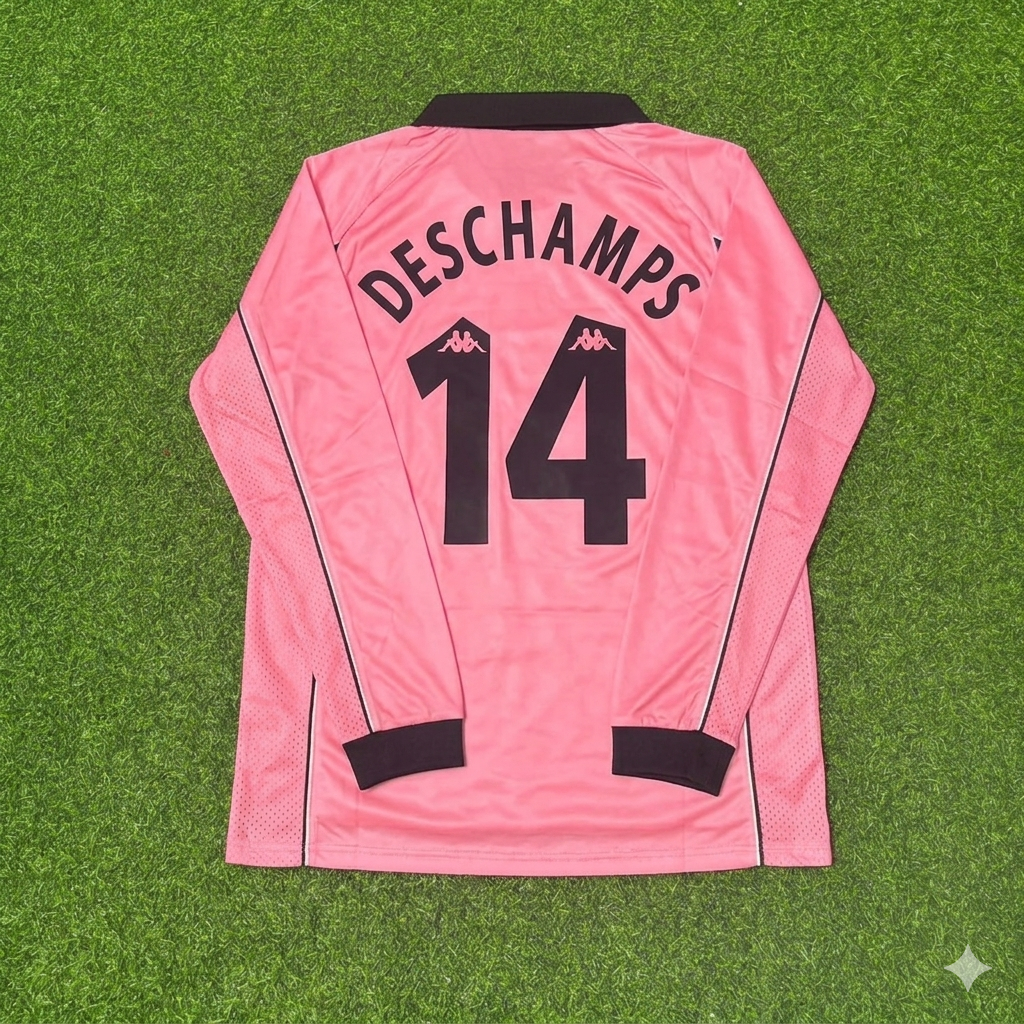 Didier Deschamps #14 Juventus 1995 Pink Kit Jersey – Back View