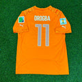 Didier Drogba #11 Ivory Coast 2014 World Cup Home Orange Retro Football Jersey – Back View