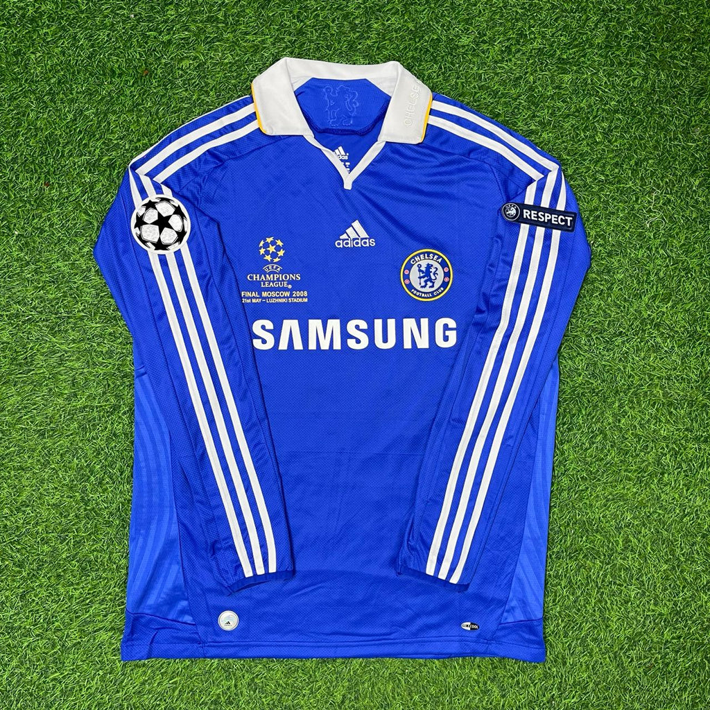 2008 Michael Ballack Chelsea Champions League Final Long Sleeve Football Jersey – Front View