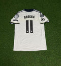 2011 Didier Drogba 11 - Chelsea 2012 CL White Yellow Retro Football Jersey – Back View