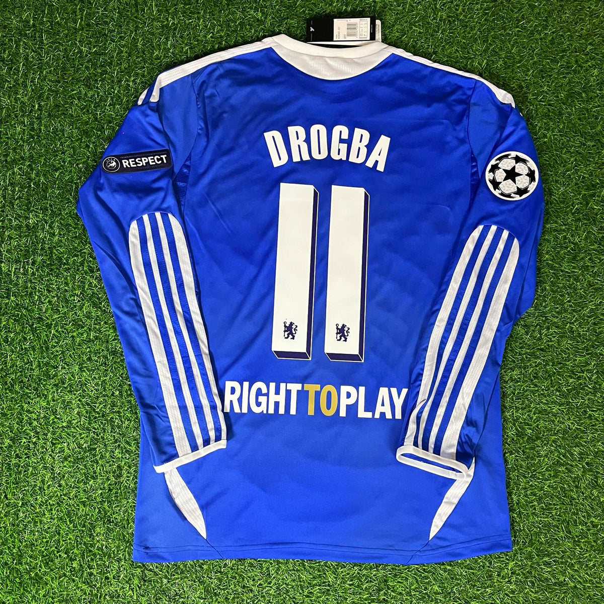 Didier Drogba Chelsea Champhions League 2012 Munich Final Retro Long Sleeve Jersey – Detailed View