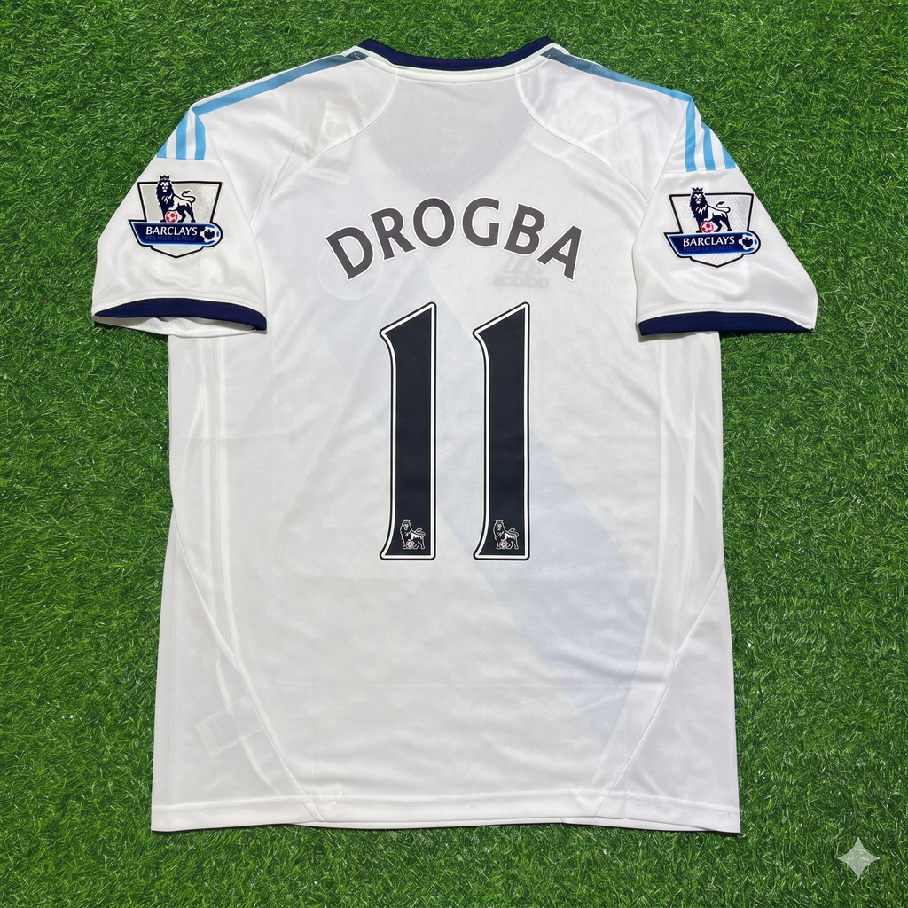 Didier Drogba Chelsea Retro White Football Jersey – Back View