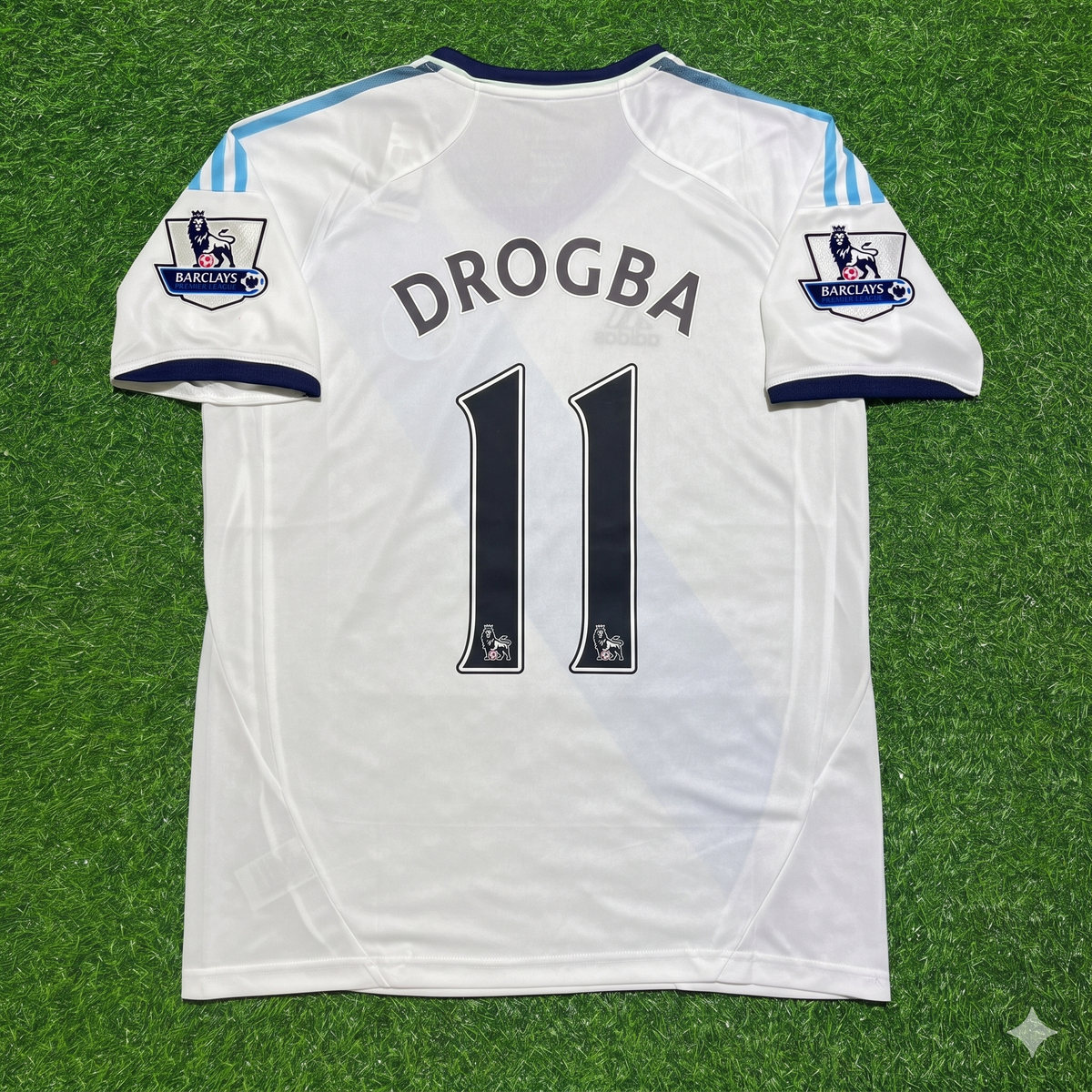Didier Drogba Chelsea Retro White Football Jersey – Back View