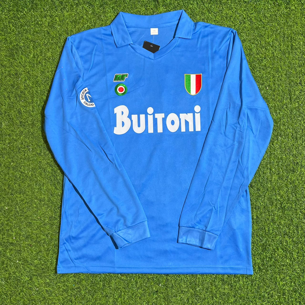 Diego Armando Maradona Napoli 1987/88 Long Sleeve Retro Vintage Football Jersey – Front View