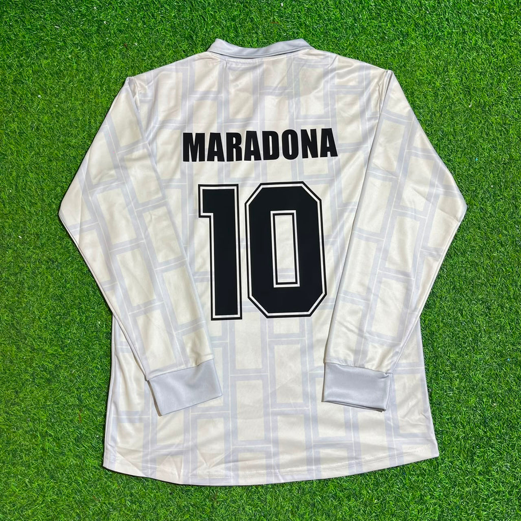 Diego Maradona Argentina 1986 Season Home Long Sleeve Retro Jersey – Back View