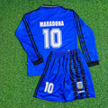 Diego Maradona Argentina 1994 World Cup Long Sleeve Blue Kids Retro Football Jersey – Back View