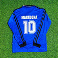Diego Armando Maradona Argentina 1994 Season Away Blue Long Sleeve Retro Jersey – Back View