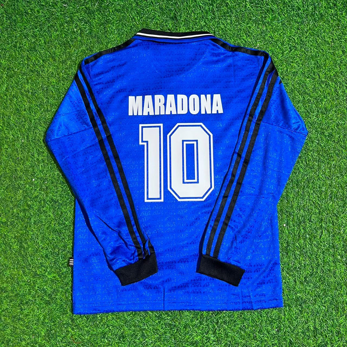 Diego Armando Maradona Argentina 1994 Season Away Blue Long Sleeve Retro Jersey – Back View