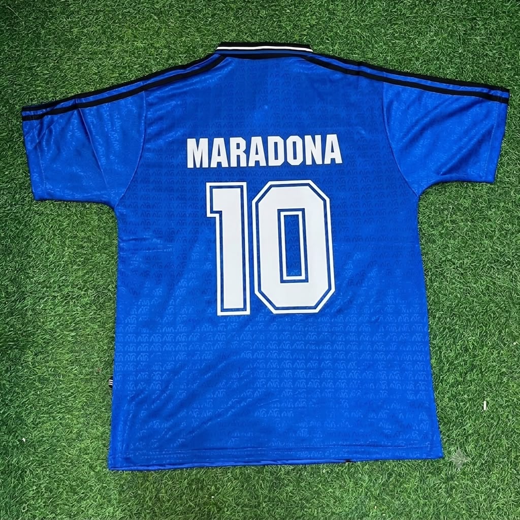 Diego Armando Maradona Argentina 1994 Season Away Blue Retro Jersey – Back View