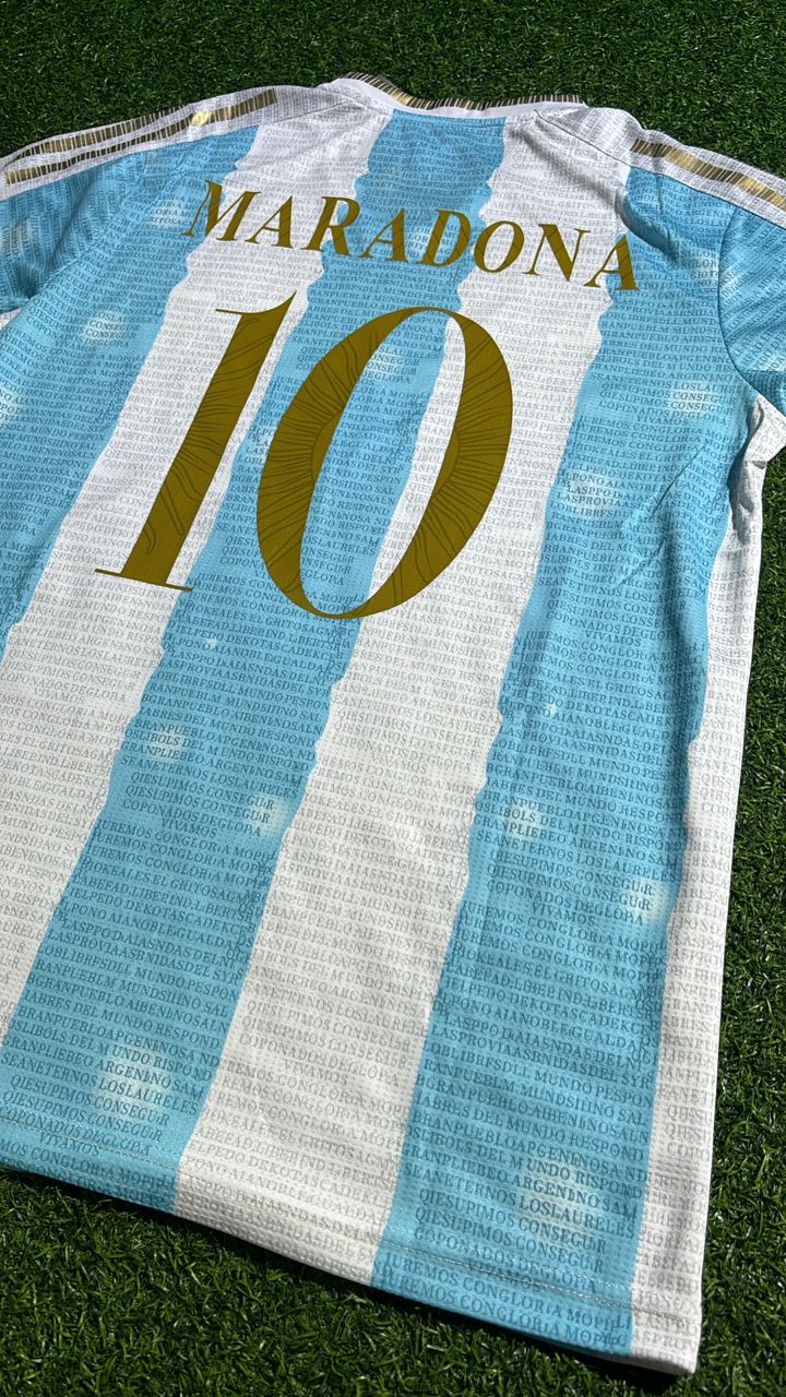 Diego Armando Maradona Argentina Commerative Anniversary Football Jersey – Detailed View