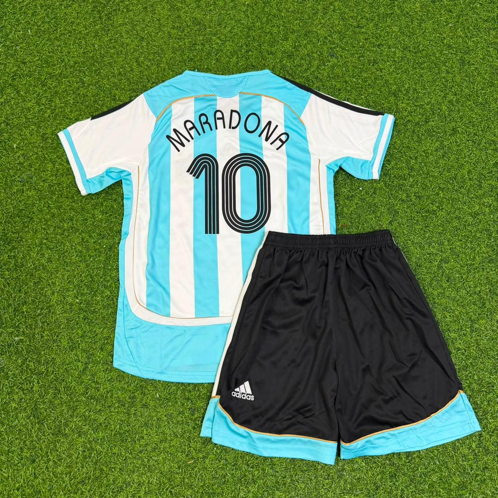 Argentina Retro Kids Football Jersey – Diego Armando Maradona – Front View