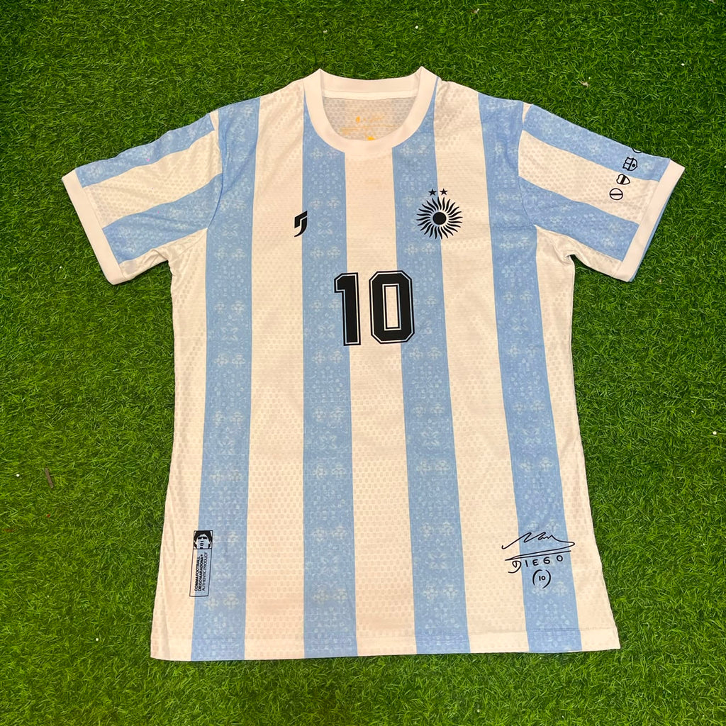 Argentina Legendary White Retro Kit Jersey – Diego Armando Maradona 10 - – Front View