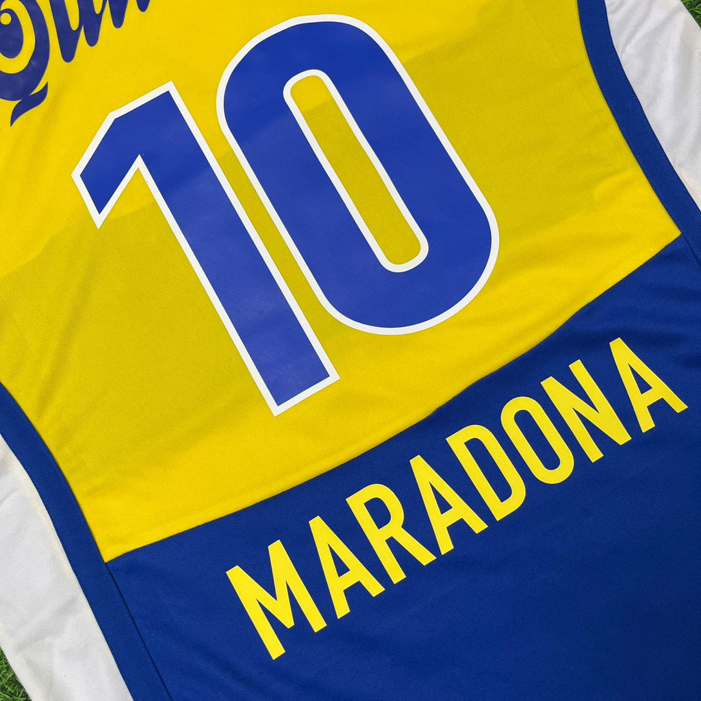 Diego Armando Maradona Boca Juniors Yellow Retro Football Jersey – Detailed View