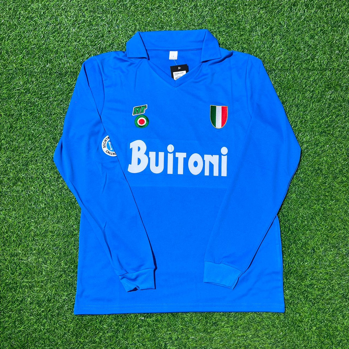 1988/89 Diego Armando Maradona Napoli Long Sleeve Retro Vintage Football Jersey – Front View