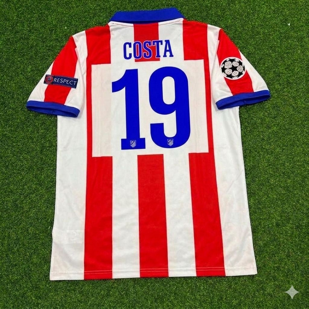2014 Diego Costa 19- Atlético Madrid Champions League Final Retro Football Jersey – Back View