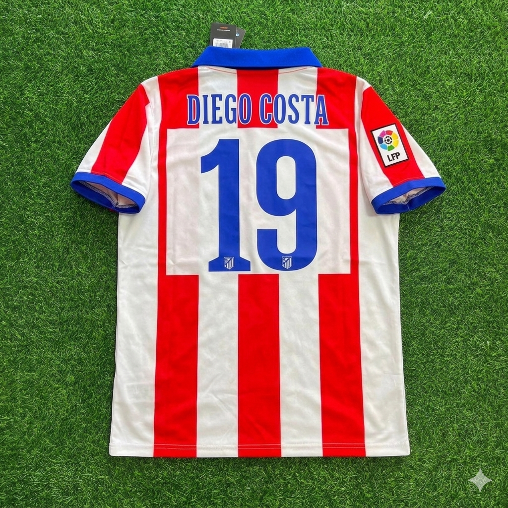 Atlético Madrid Home 2014/15 Retro Kit Jersey – Diego Costa 19 – Back View