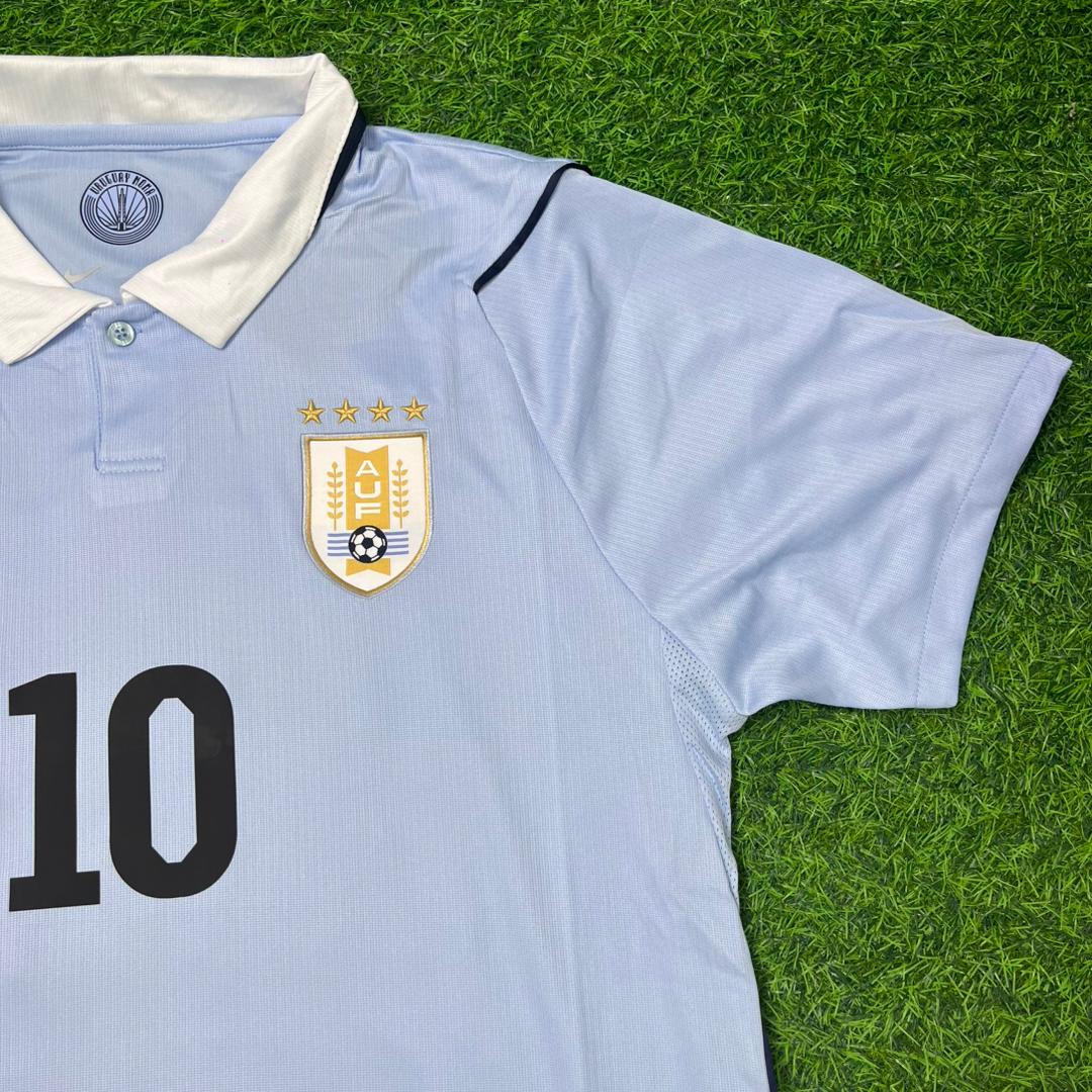 Diego Forlán #10 Uruguay World Cup Commemorative Special Blue Football Jersey – Detailed View