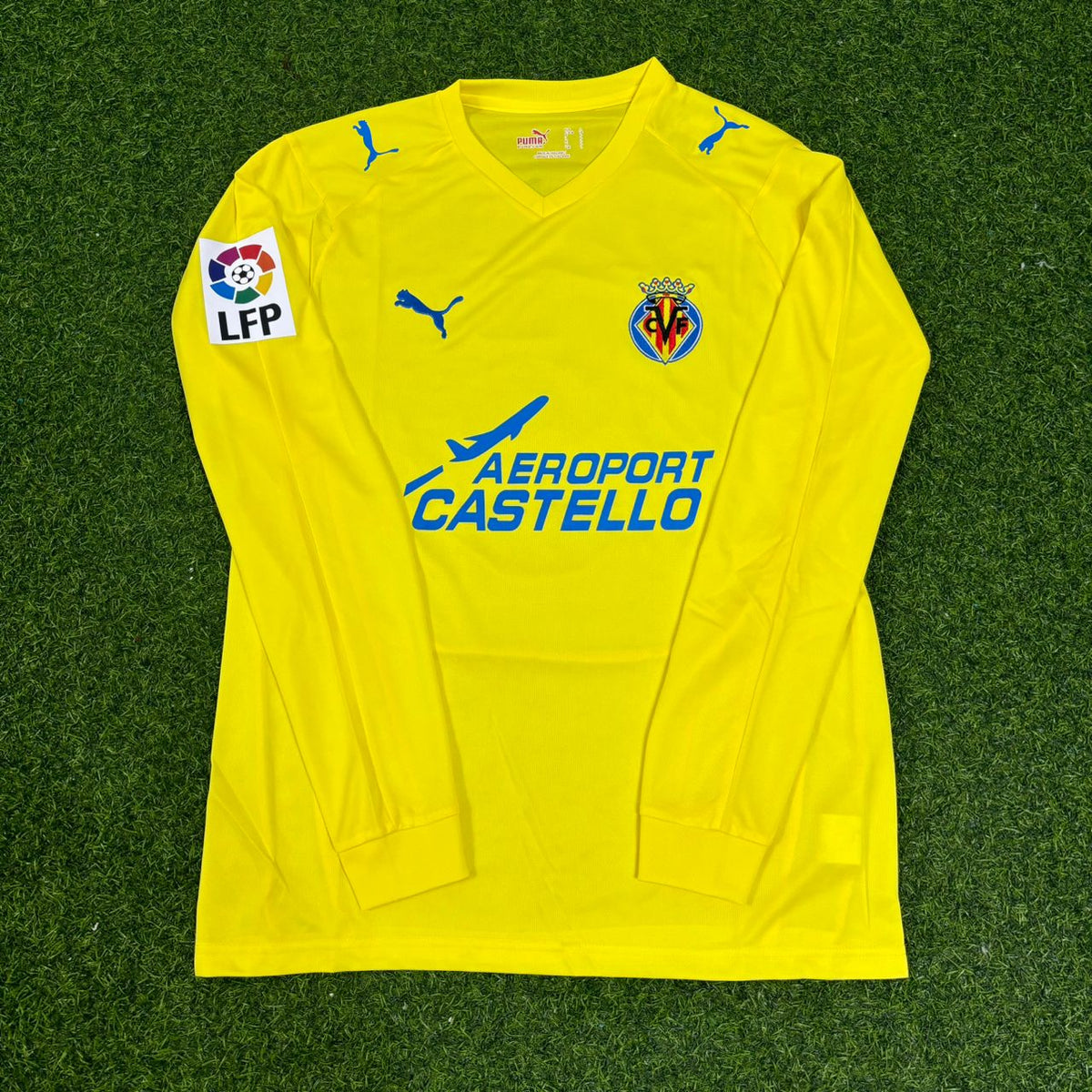 Diego Forlan 5 Villarreal CF 2008/2009 Long Sleeve Retro Football Jersey – Front View