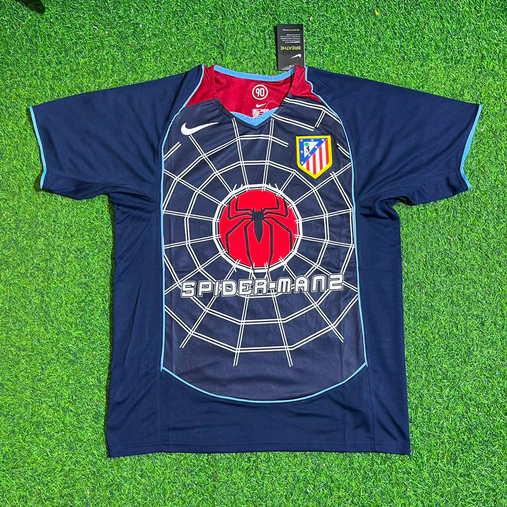 Atletico Madrid Black SpiderMan Retro Football Jersey – Diego Forlán #7 – Front View