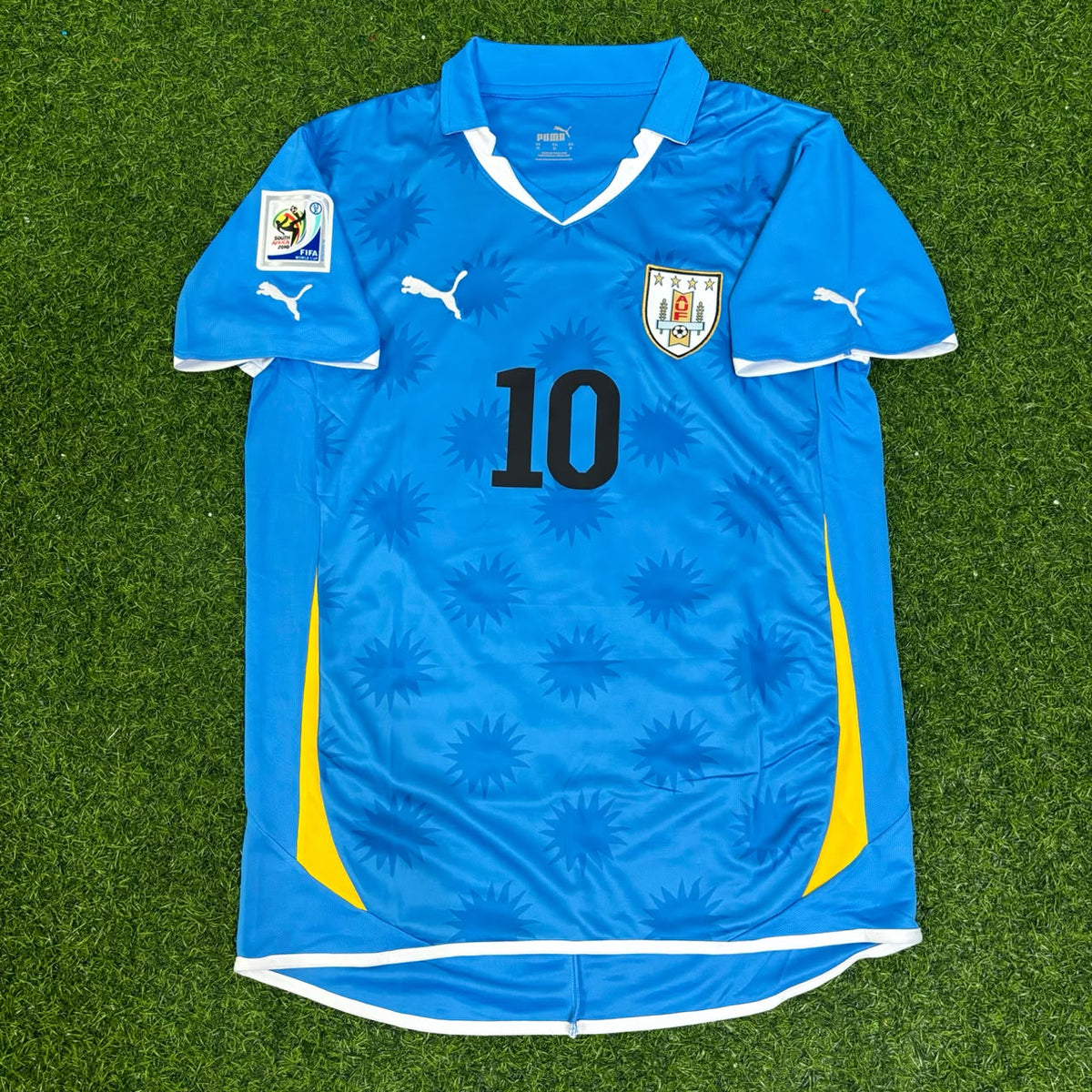 Diego Forlán Uruguay 2010 South Africa World Cup Blue Retro Jersey – Front View