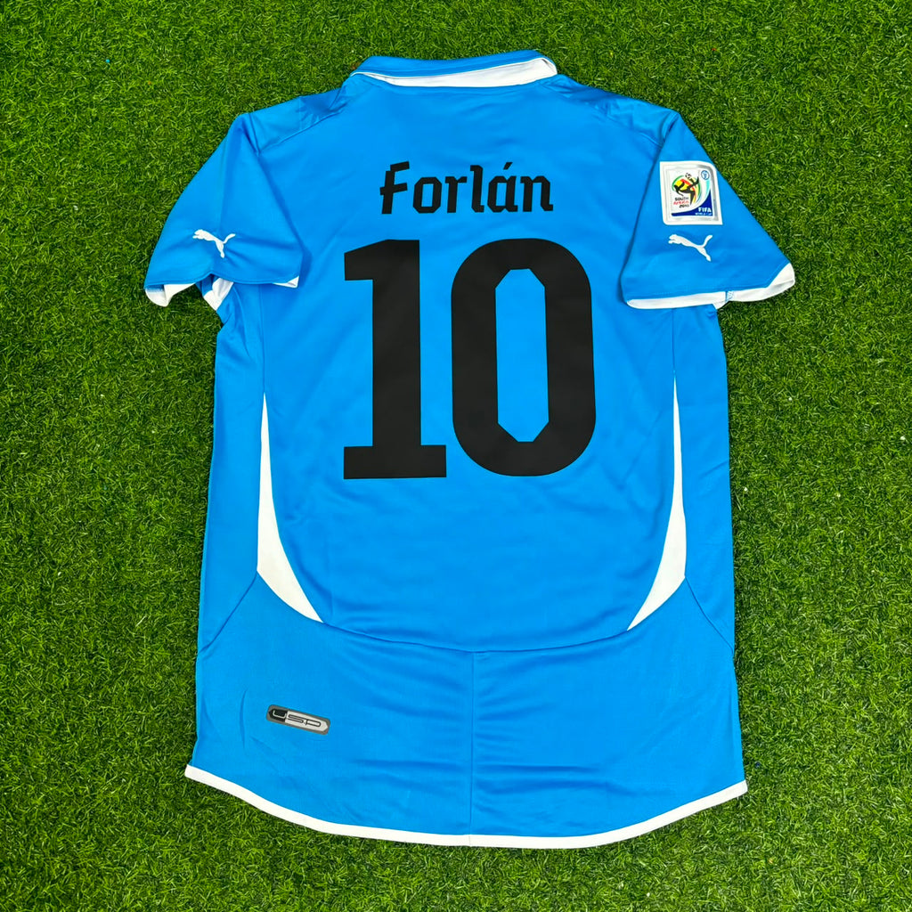 Diego Forlán Uruguay 2010 South Africa World Cup Blue Retro Jersey – Back View