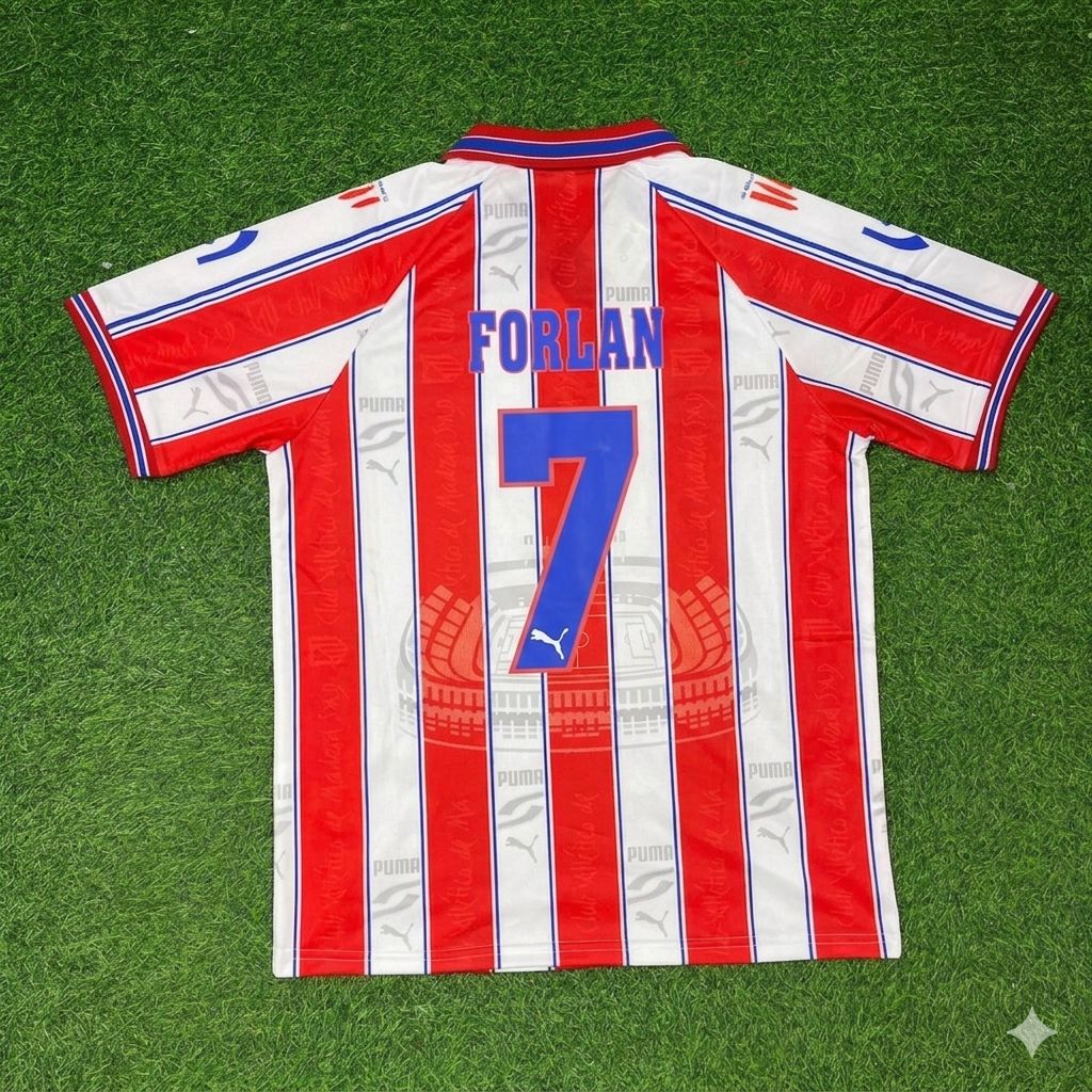 Diego Forlan Atletico Madrid Retro Football Jersey – Back View