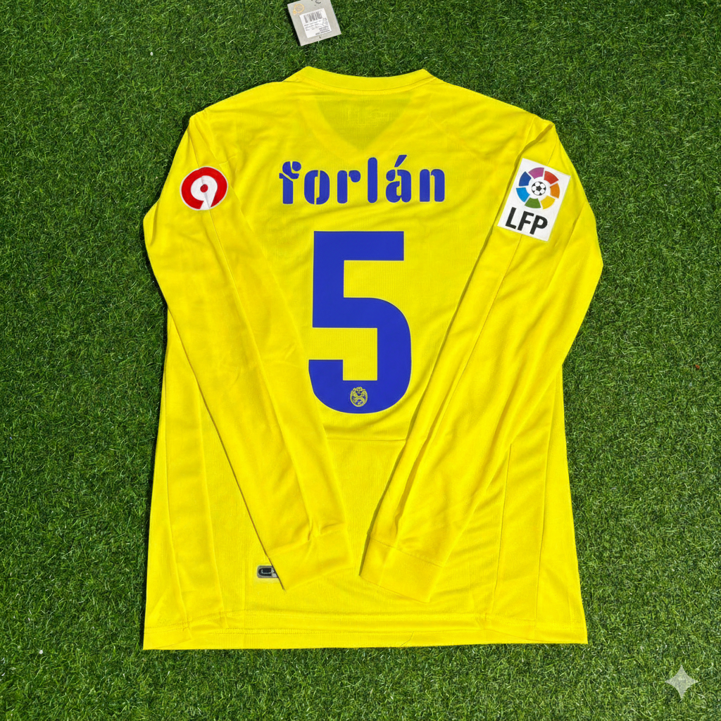 2008/09 Diego Forlan 5 Villarreal CF Long Sleeve Retro Football Jersey – Back View
