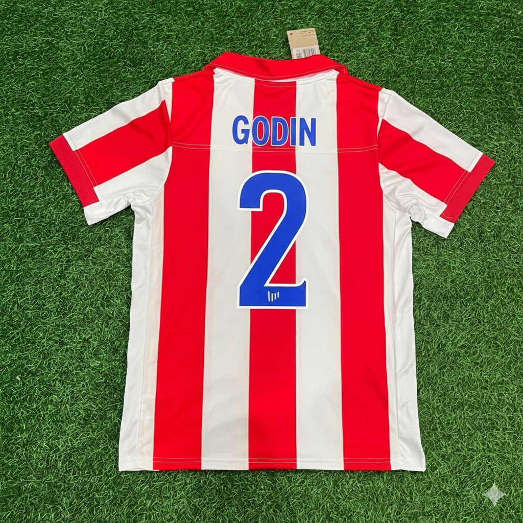 Diego Godin Atletico de Madrid Retro Football Jersey Shirt – Back View