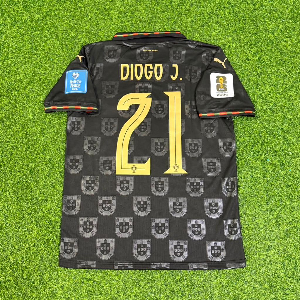 Diogo Jota #21 Portugal 2026 World Cup Black Football Jersey – Back View