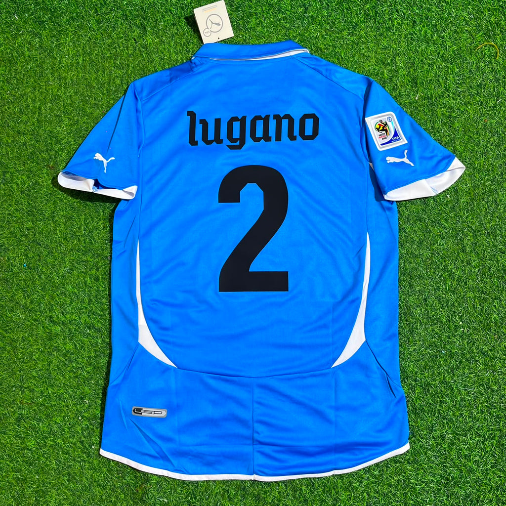 Diego Lugano Uruguay 2010 South Aftica World Cup Blue Retro Jersey – Back View