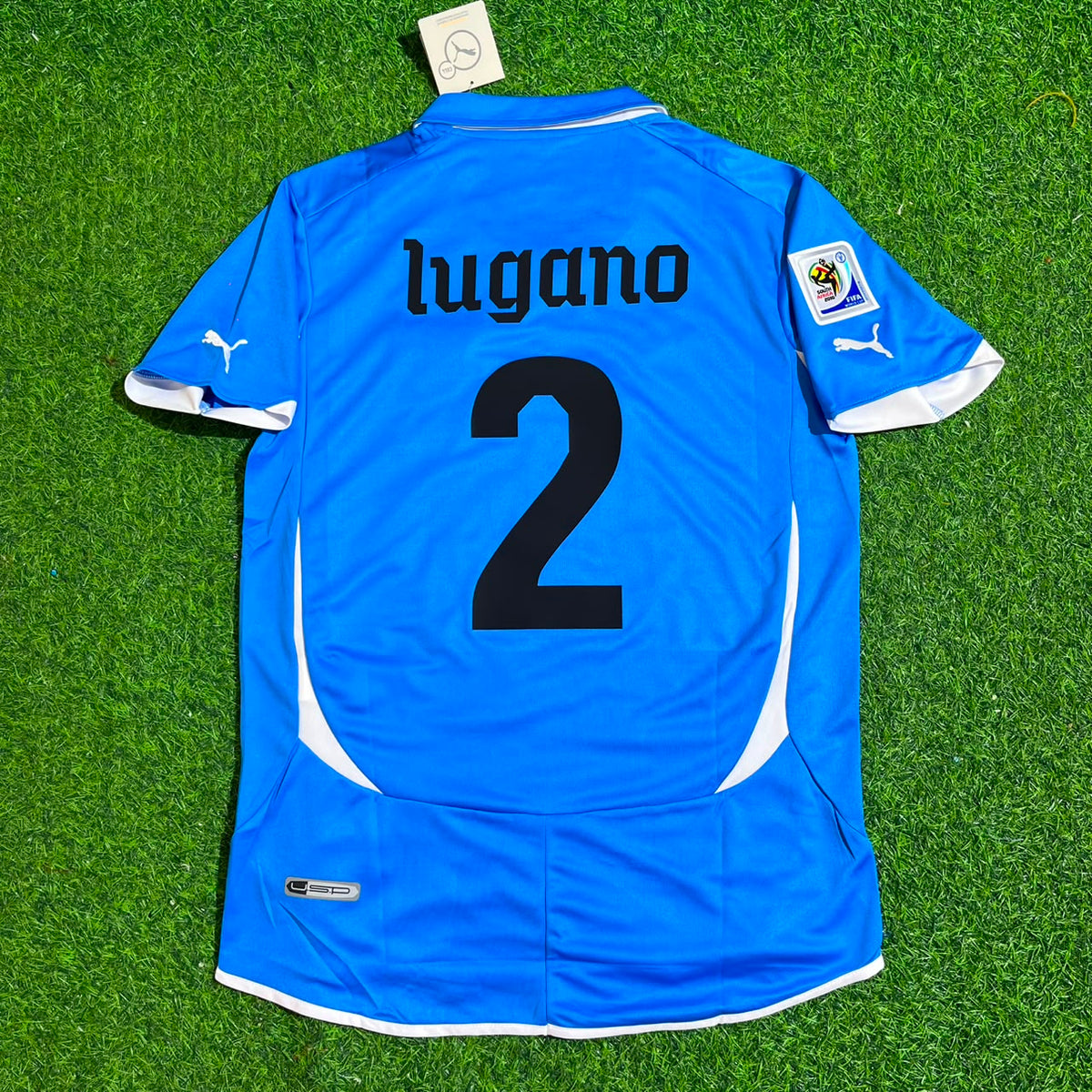 Diego Lugano Uruguay 2010 South Aftica World Cup Blue Retro Jersey – Back View