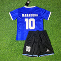1986 Argentina World Cup Diego Maradona Final Blue Kids Retro Football Jersey – Back View