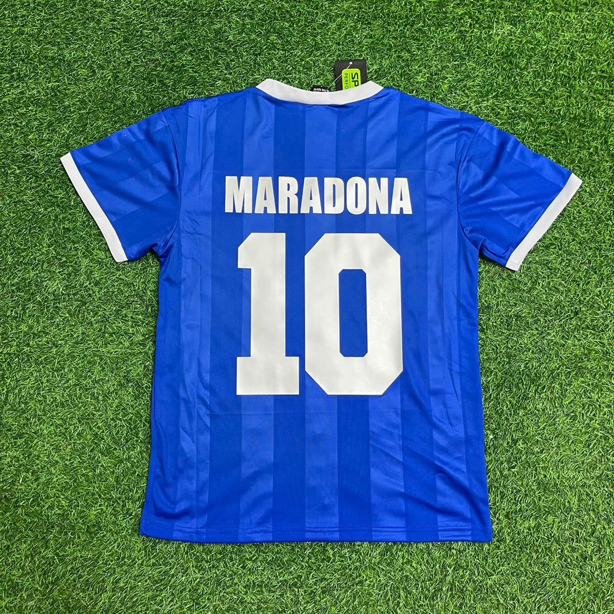 1986 Argentina World Cup Diego Maradona Final Blue Retro Football Jersey – Back View