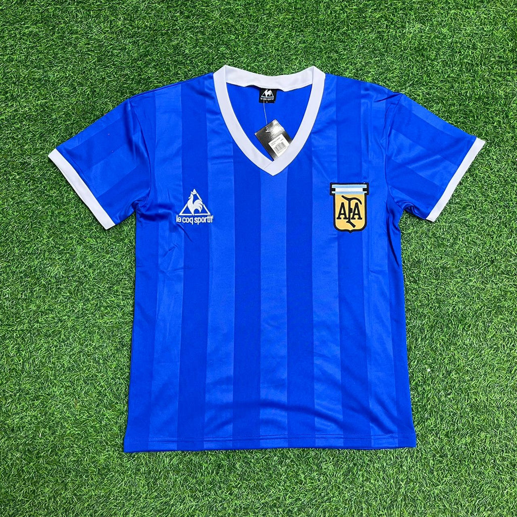 1986 Argentina World Cup Diego Maradona Final Blue Retro Football Jersey – Front View