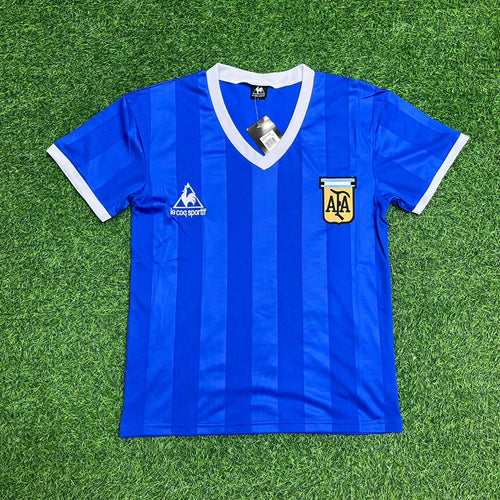 1986 Argentina World Cup Final Blue Retro Football Jersey – Diego Maradona – Front View