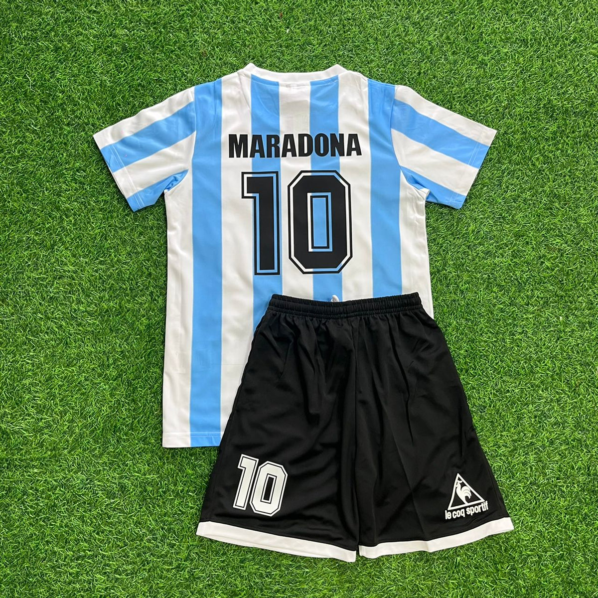 Diego Maradona Argentina Retro Kids Retro Football Jersey – Back View
