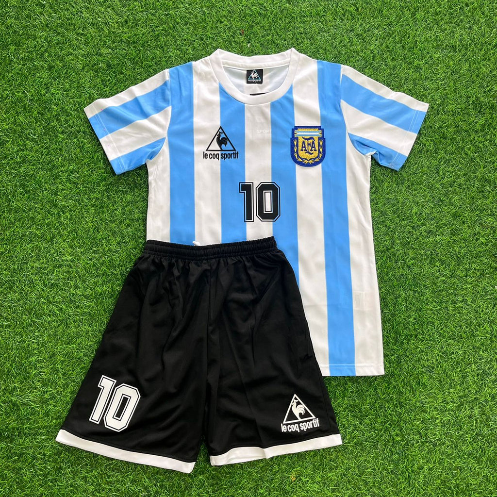 Diego Maradona Argentina Retro Kids Retro Football Jersey – Front View